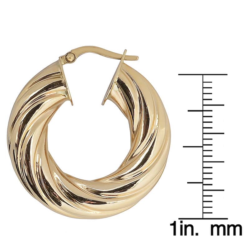 Fremada Italian Bold 14k Yellow Gold Round Hoop Earrings