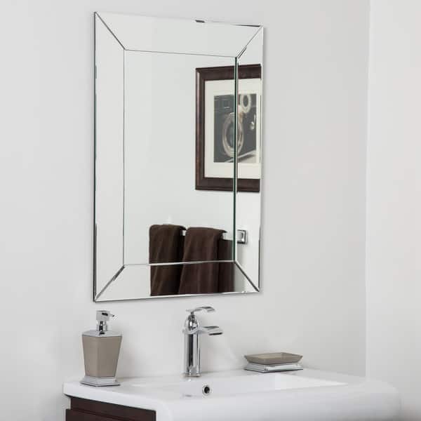 Avie Modern Clear Glass Frameless Bathroom Mirror - Silver -  31.5Hx23.6Wx.5D - On Sale - Bed Bath & Beyond - 13002500