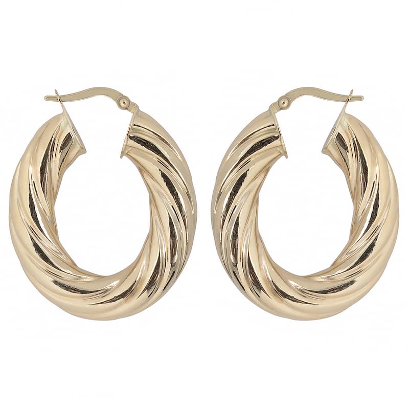 Fremada Italian Bold 14k Yellow Gold Oval Hoop Earrings