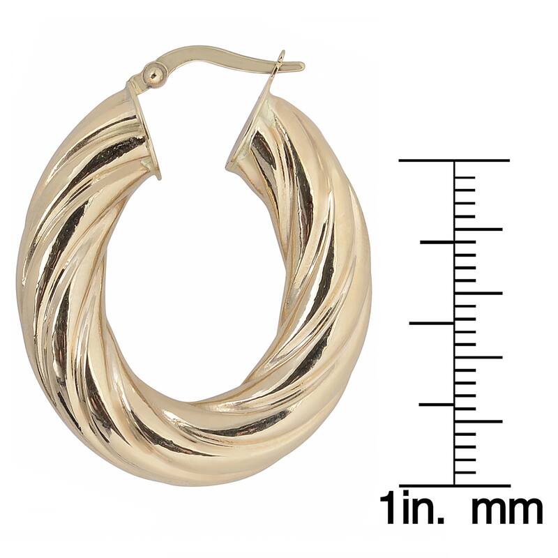 Fremada Italian Bold 14k Yellow Gold Oval Hoop Earrings