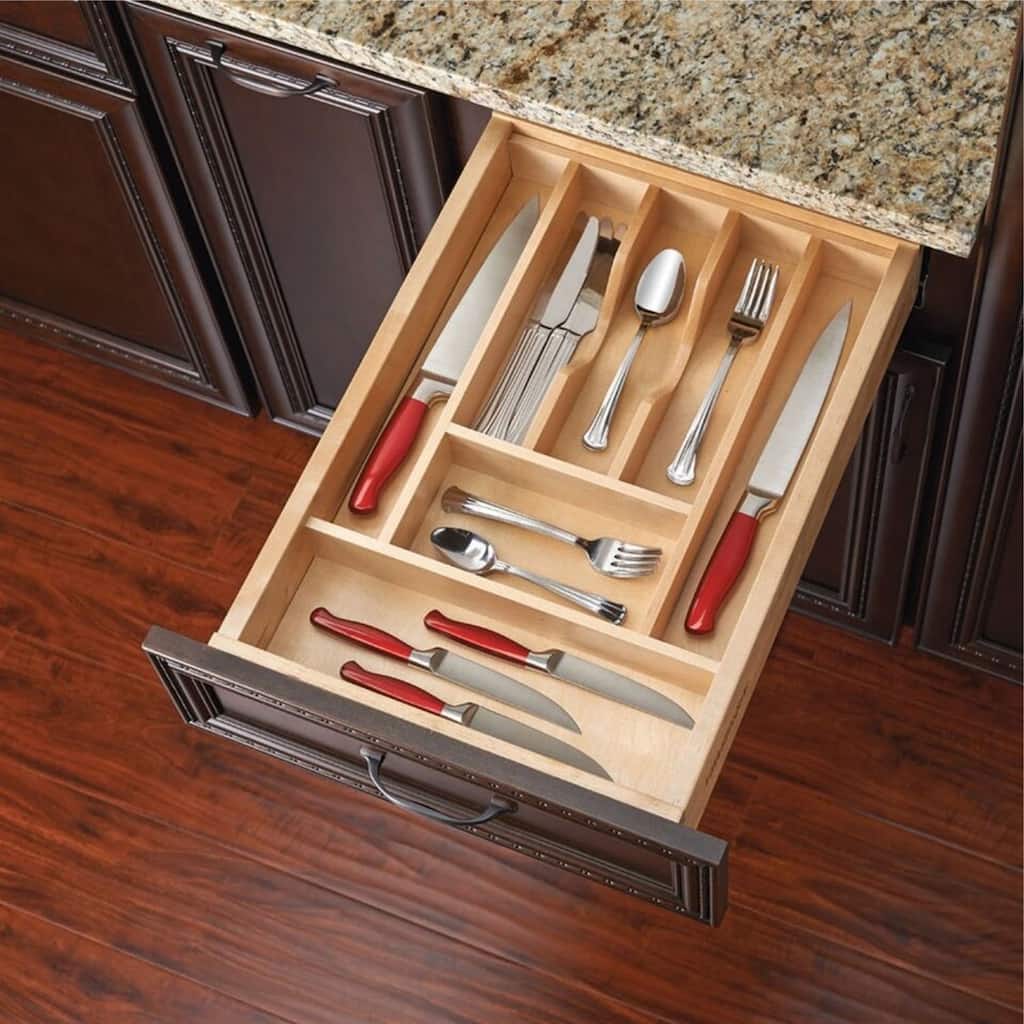 Rev-A-Shelf 4WCT-1 Wood Cut-to-size Cutlery/Kitchen Utensil Drawer Insert Separator/Organizer