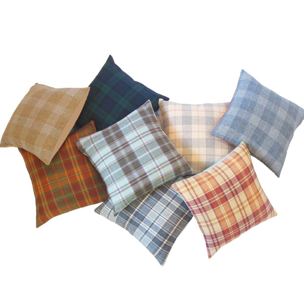 Plaid Wool Down Filled Throw Pillows