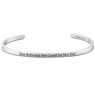 Two-Tone Solid Stainless Steel Inspirational Bangles By Pink Box Brightest Light-Gold Two-Tone Solid Stainless Steel Inspirational Bangles By Pink Box Brightest Light-Gold