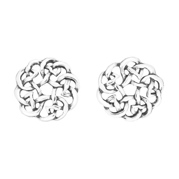 Handmade Continuity Celtic Knot Donut Sterling Silver Stud Earrings (Thailand)