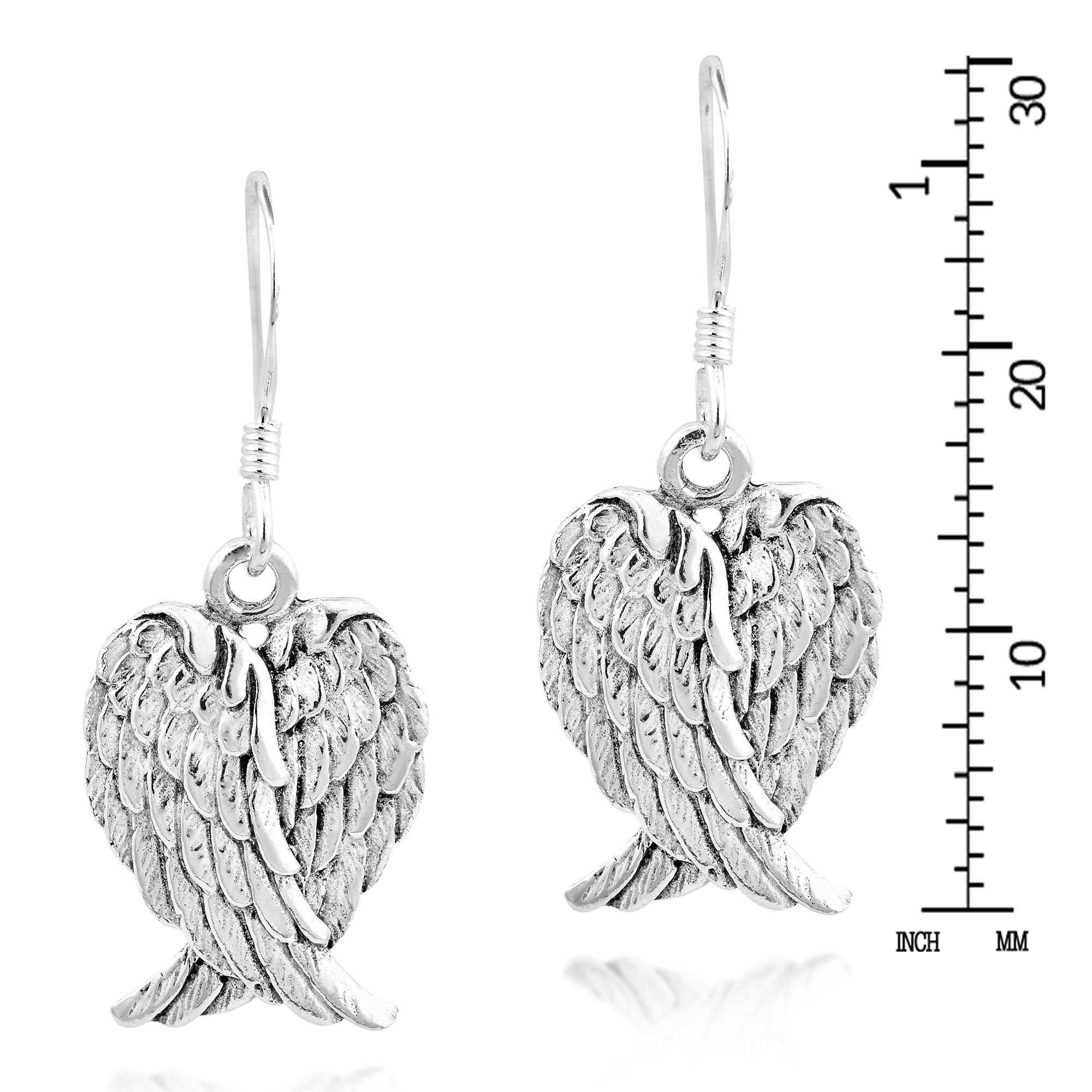 Handmade Heavenly Love Heart Shaped Angel Wings 925 Silver Earrings Thailand Handmade Heavenly Love Heart Shaped Angel Wings 925 Silver Earrings Thailand