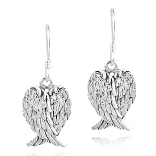 More Earrings Online At Our Best Deals Handmade Heavenly Love Heart Shaped Angel Wings 925 Silver Earrings Thailand