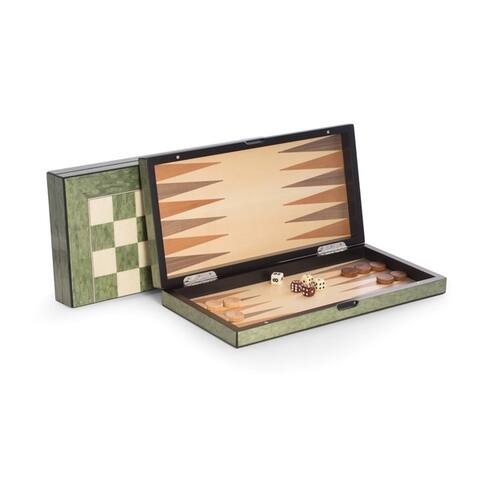 Bey Berk 'Felix' Brown Wood Chess, Checkers, and Backgammon Set