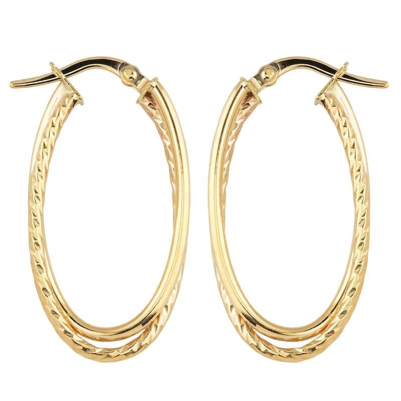 Fremada 10k Yellow Gold Double Oval Hoop Earrings
