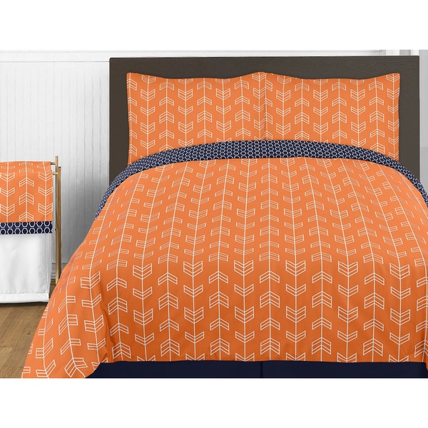 Shop Sweet Jojo Designs Orange And Navy Blue Arrow Full Queen 3