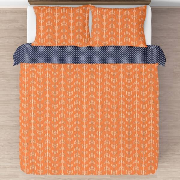 Shop Sweet Jojo Designs Orange And Navy Blue Arrow Full Queen 3