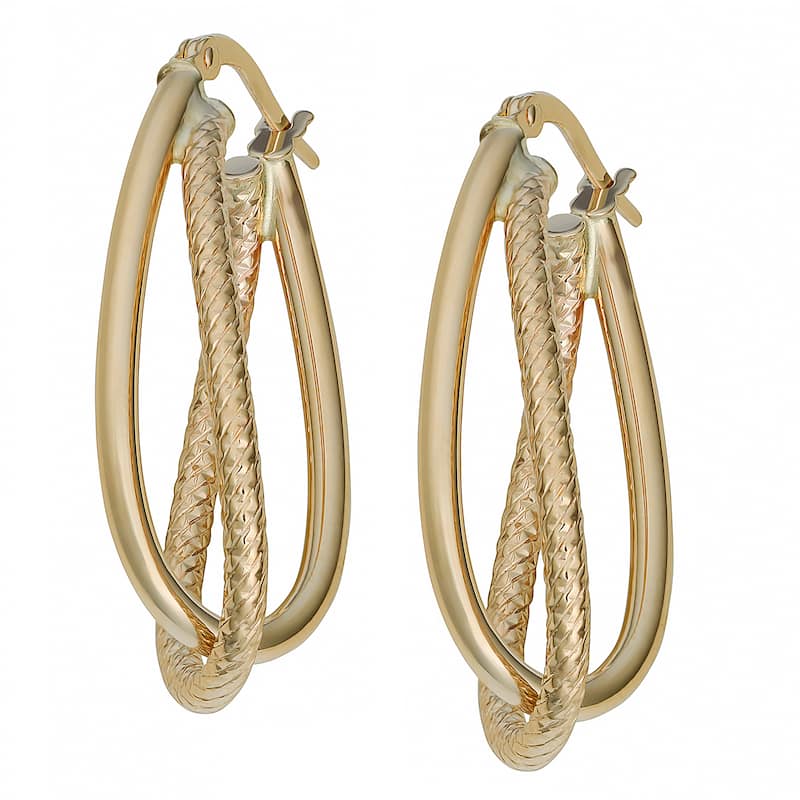 Fremada Italian 14k Yellow Gold Double Oval Hoop Earrings