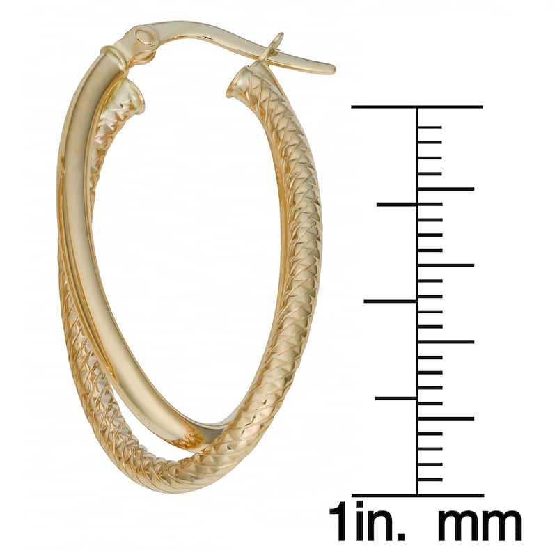 Fremada Italian 14k Yellow Gold Double Oval Hoop Earrings
