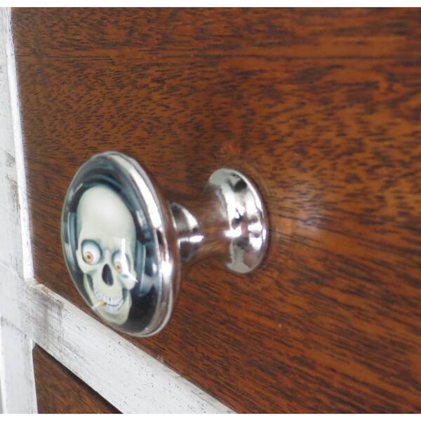 Shop Smoking Skull Glass Knob With Metal Base For Drawers Doors