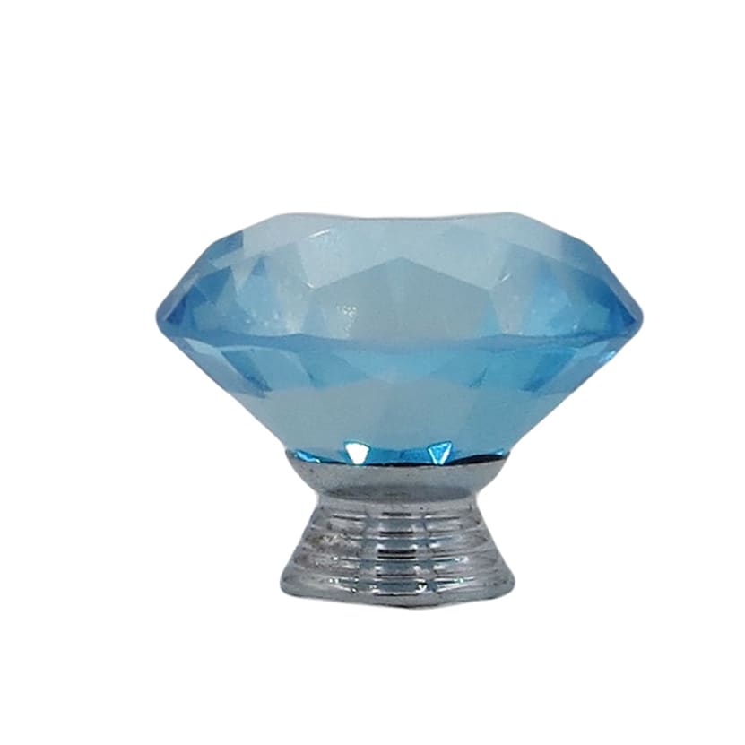 Blue Crystal Glass and Metal Diamond-shaped 1.5-inch 40 millimeter Drawer, Door, Cabinet, or Dresser Knob Pulls (Pack of 6)