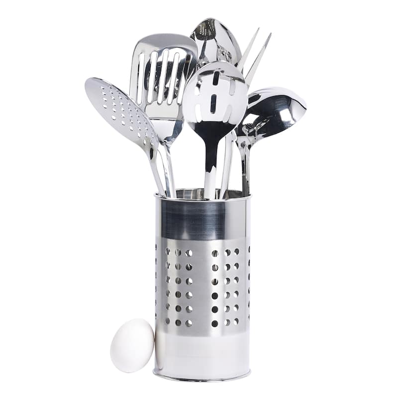 Basin Essentials Silver Stainless Steel 7-piece Tub Of Tools
