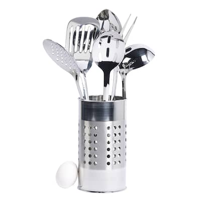 Basin Essentials Silver Stainless Steel 7-piece Tub Of Tools