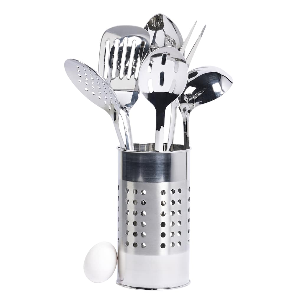 Basin Essentials Silver Stainless Steel 7-piece Tub Of Tools