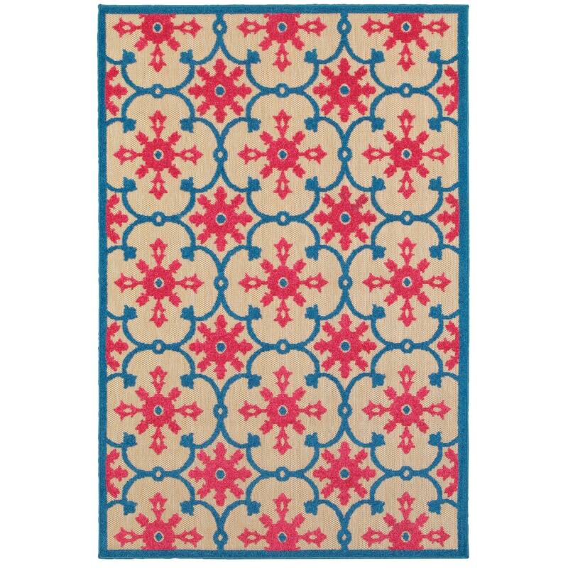 Style Haven Cara Mixed Pile Floral Lattice Indoor-Outdoor Area Rug - 9'10" x 12'10"