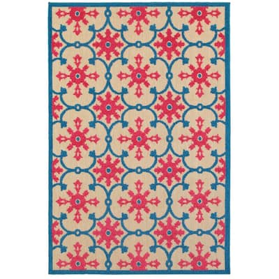 Style Haven Cara Mixed Pile Floral Lattice Indoor-Outdoor Area Rug