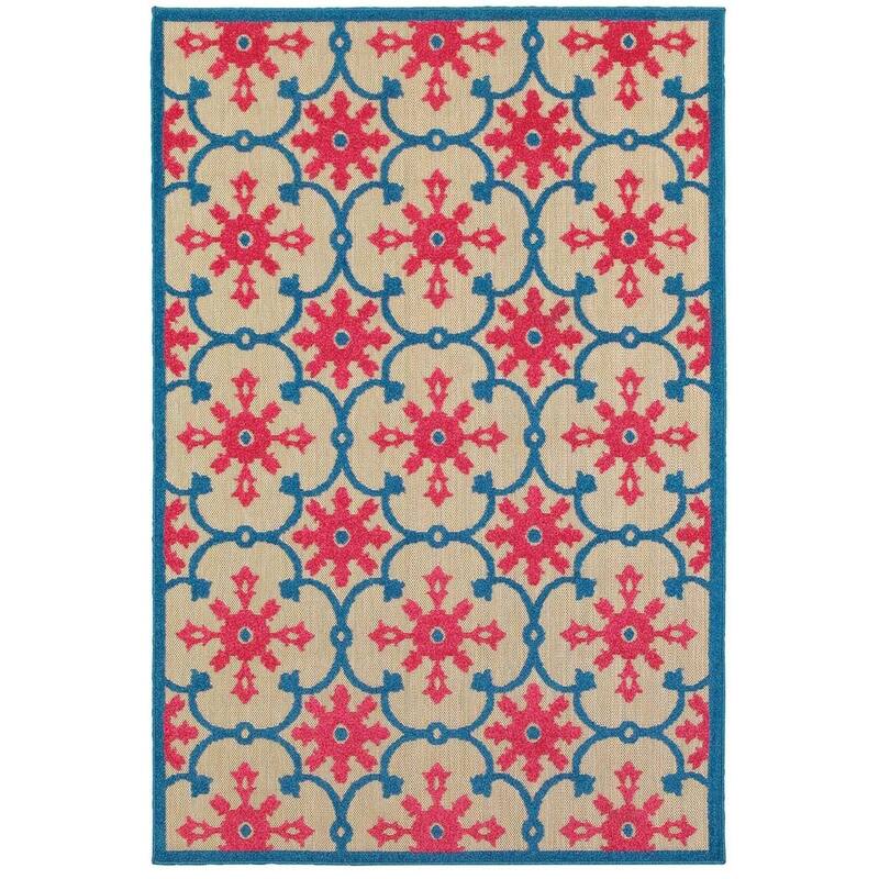 Style Haven Cara Mixed Pile Floral Lattice Indoor-Outdoor Area Rug