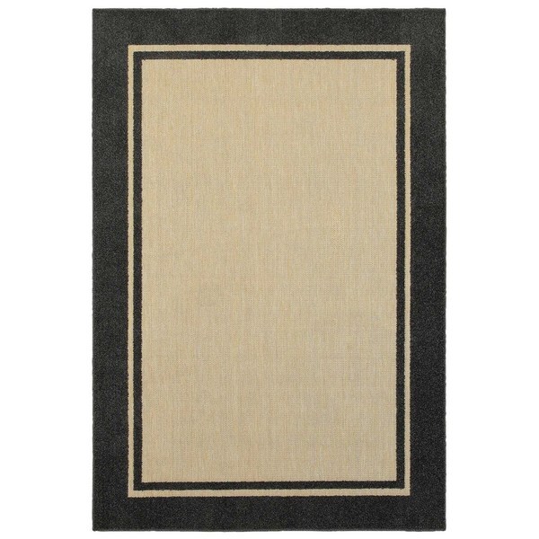StyleHaven Borders Sand/ Charcoal Indoor-Outdoor Area Rug - 7'10 x 10'10