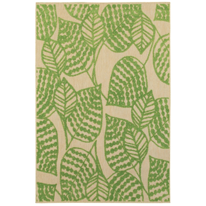Style Haven Cara Mixed Pile Tropical Leaves Indoor-Outdoor Area Rug - 7'10" x 10'10"