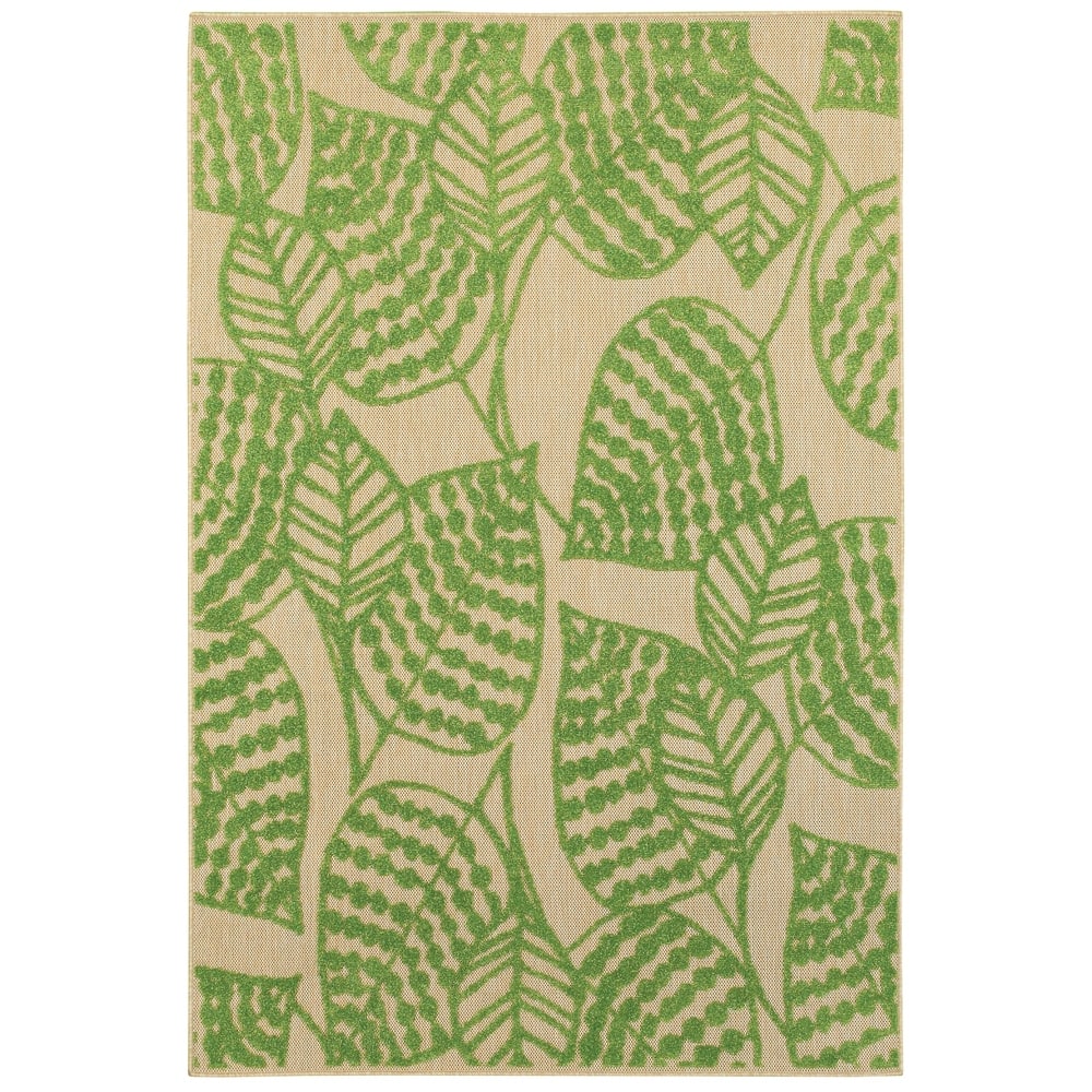 Style Haven Cara Mixed Pile Tropical Leaves Indoor-Outdoor Area Rug