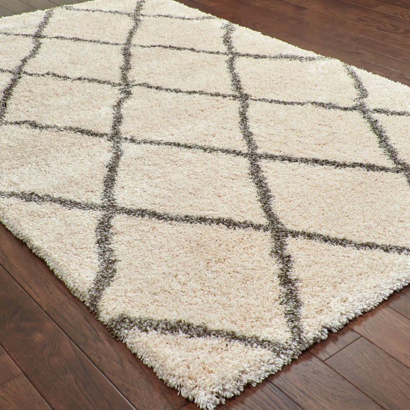 Style Haven Suncrest Charcoal Lattice Shag Area Rug