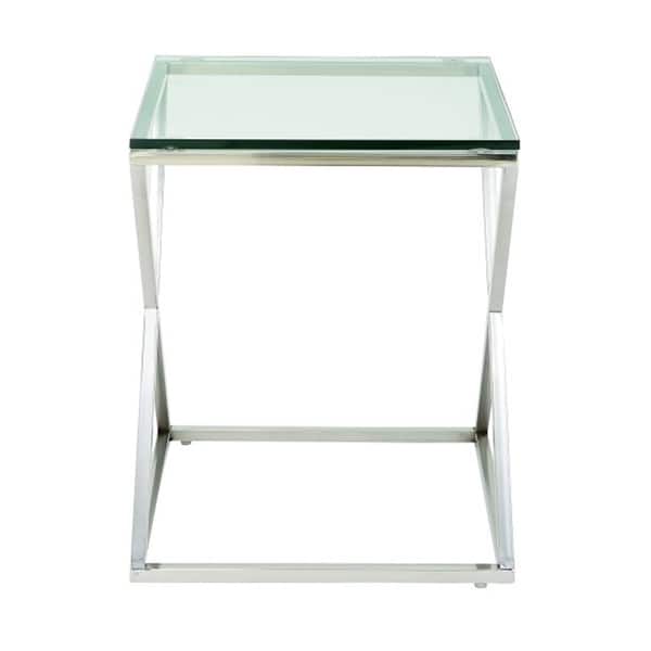 Shop Studio 350 Stainless Steel Glass Side Table 20 Inches Wide 25 Inches High Overstock 13004248