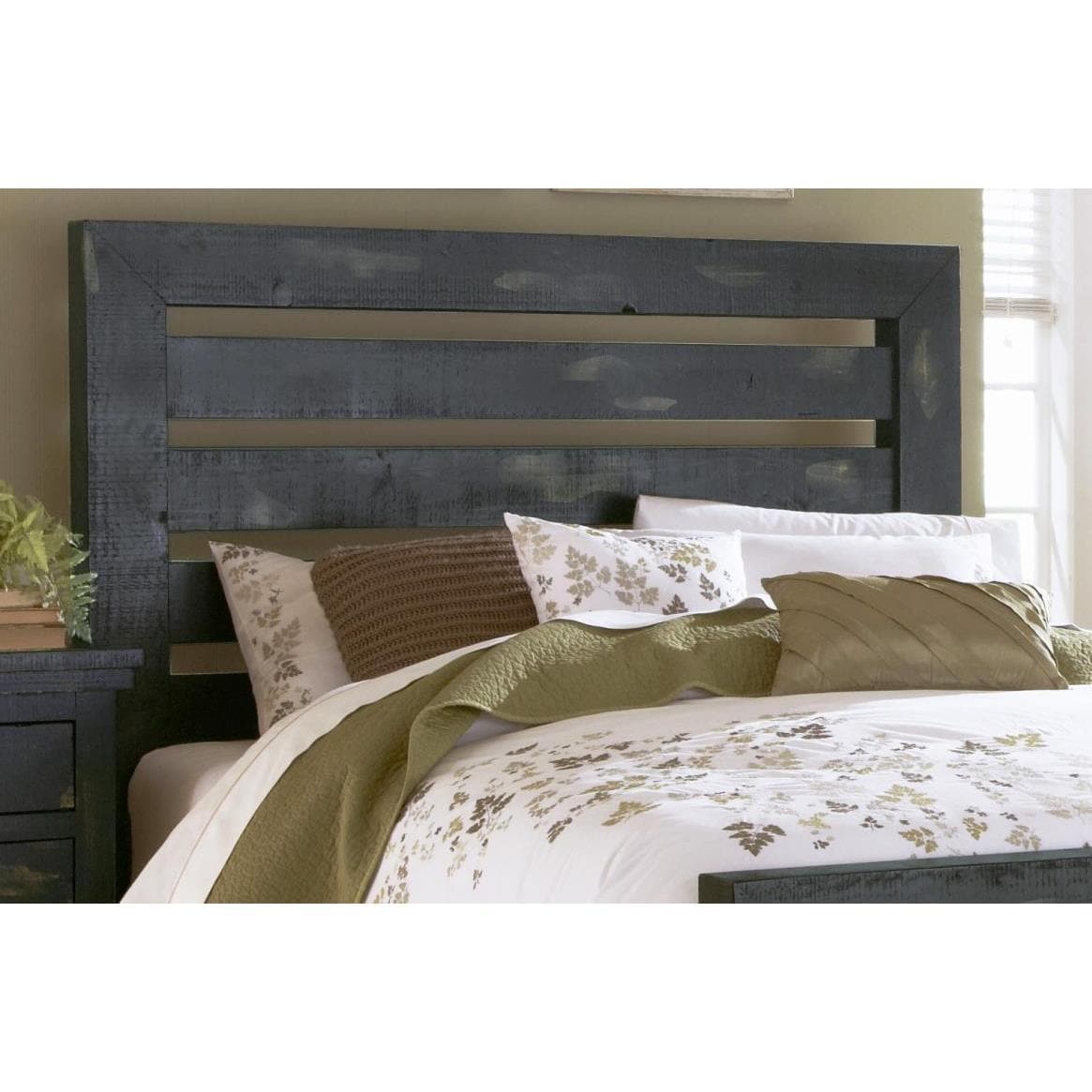 black headboard with lights