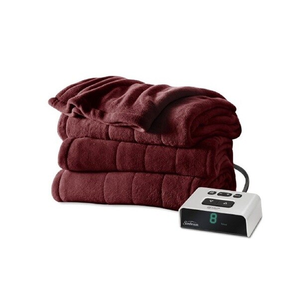 Shop Sunbeam Channeled Microplush Heated Twin Blanket,