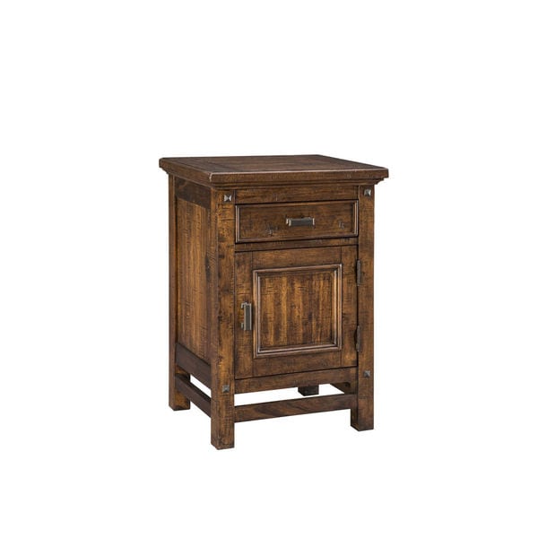 Wolf Creek Rustic Vintage Acacia 1-Door 1-Drawer Nightstand. Opens flyout.