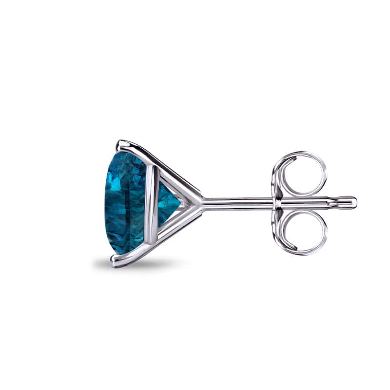 Auriya 14k Gold 3/4ct TDW Round SINGLE (1) Blue Diamond Stud Earring