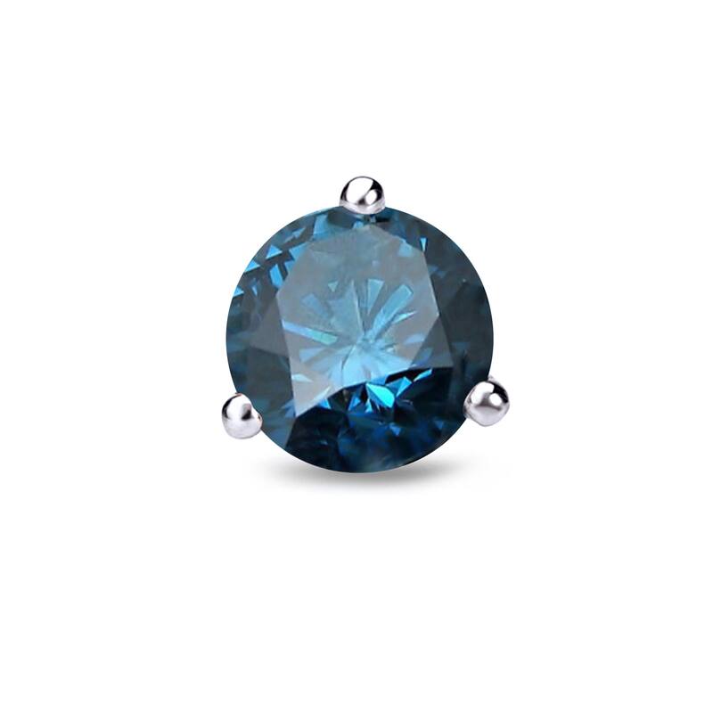 Auriya 14k Gold 3/4ct TDW Round SINGLE (1) Blue Diamond Stud Earring