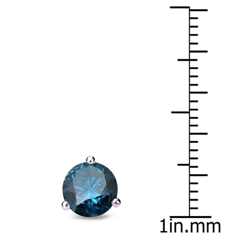Auriya 14k Gold 1ct TDW Round SINGLE (1) Blue Diamond Stud Earring