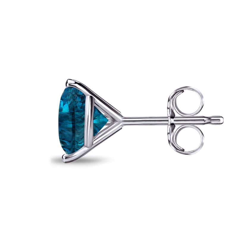 Auriya 14k Gold 1ct TDW Round SINGLE (1) Blue Diamond Stud Earring