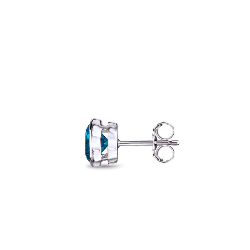 Auriya 14k Gold 1/4ct TDW Bezel-Set Round SINGLE (1) Blue Diamond Stud Earring