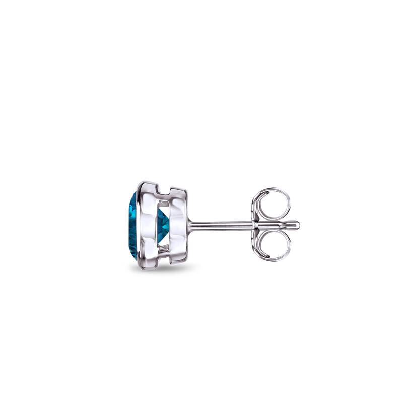 Auriya 14k Gold 1/3ct TDW Bezel-Set Round SINGLE (1) Blue Diamond Stud Earring