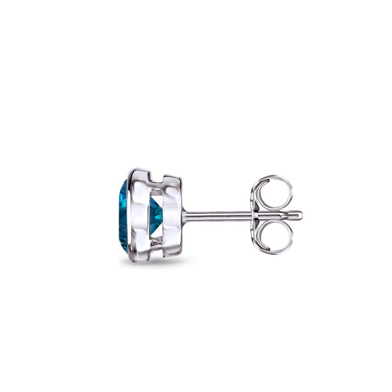 Auriya 1/2ctw Bezel-Set Round Blue Diamond SINGLE (1) Stud Earring 14k Gold