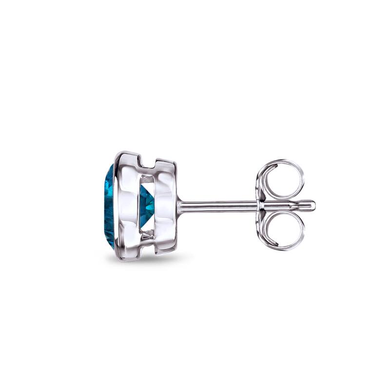 Auriya 14k Gold 3/4ct TDW Bezel-Set Round SINGLE (1) Blue Diamond Stud Earring