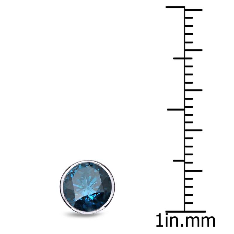 Auriya 14k Gold 3/4ct TDW Bezel-Set Round SINGLE (1) Blue Diamond Stud Earring