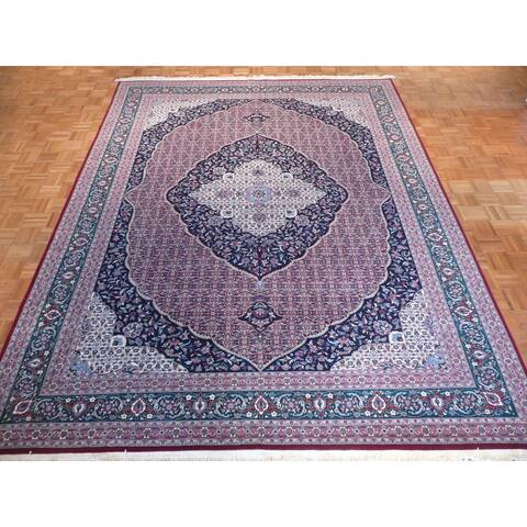 Fine Hand-knotted Bijar Oriental Red Wool and Silk Area Rug - 9 x 11'10