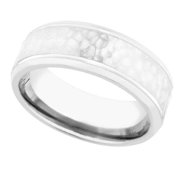 Men's Textured Titanium Band - Silver