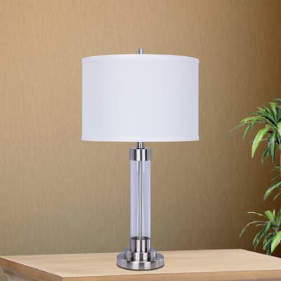 5129BS 28 inch Brushed Steel Metal & Clear Glass Table Lamp