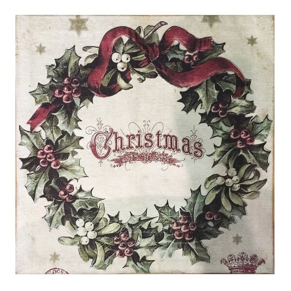 Multicolor Polyester/Cotton Vintage Christmas Square Rug (2' x 2')