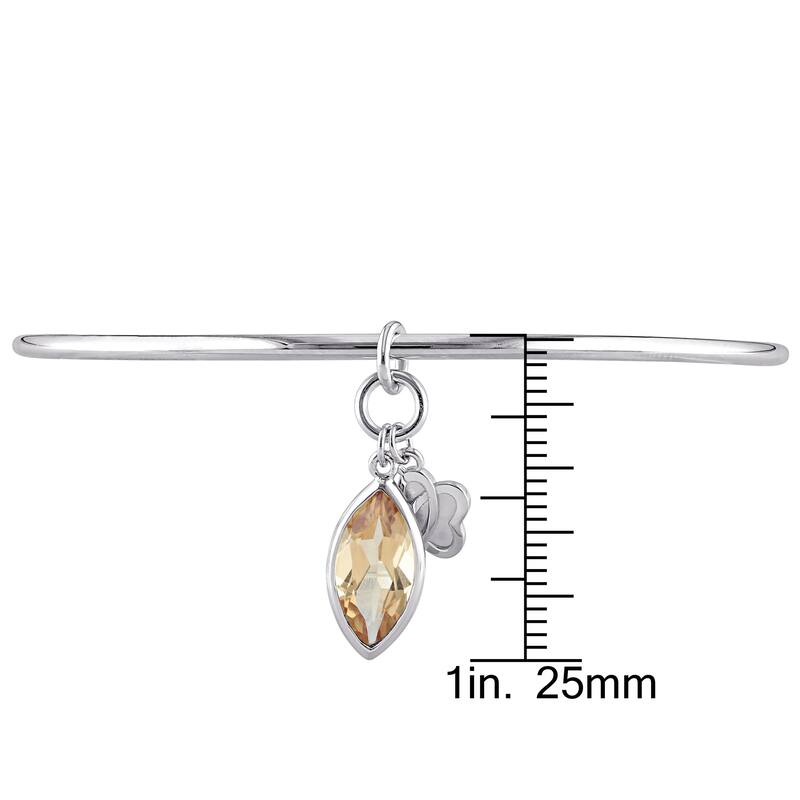Miadora Marquise-Cut Citrine Charm Bangle in Sterling Silver
