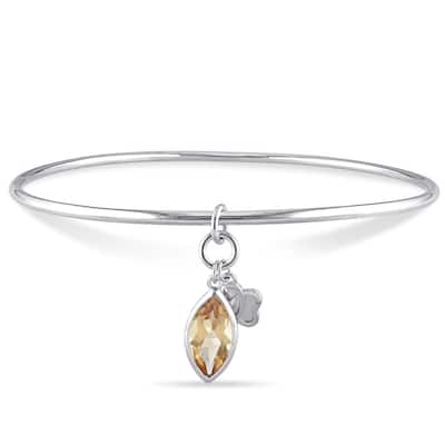 Miadora Marquise-Cut Citrine Charm Bangle in Sterling Silver