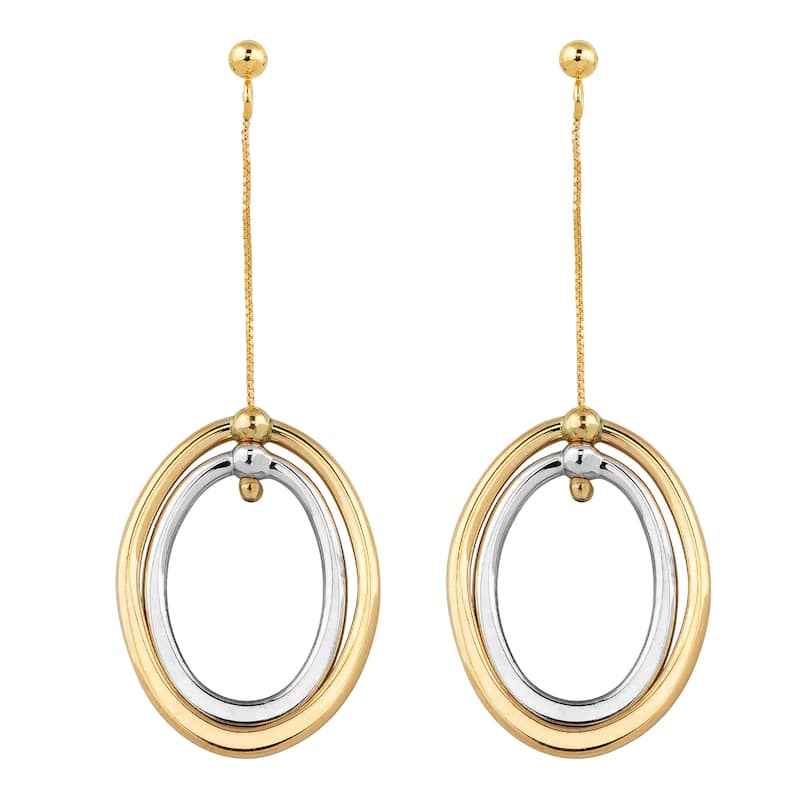 Fremada Italian 14k Two-tone Gold High Polish Double Oval Drop Earrings