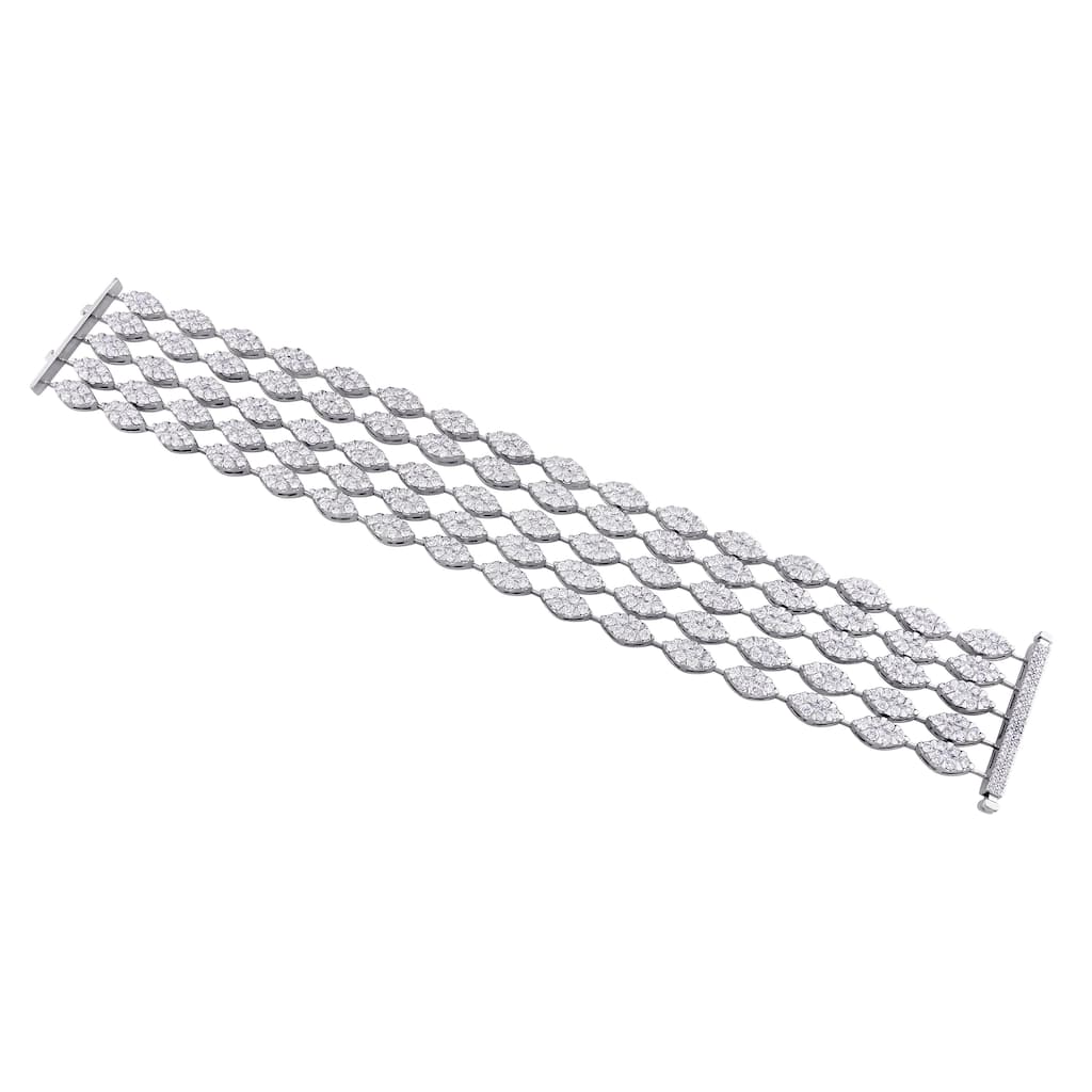 Miadora Signature Collection 18k White Gold 13 3/4ct TDW Diamond 5-Row Vintage Bracelet