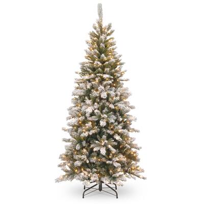 Snowy Mountain Pine 7.5-foot Slim Pine Tree with Clear Lights